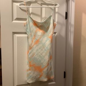 American Thread Orange & Blue Cowl Neck Mini Dress
